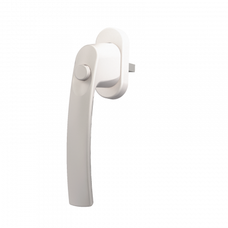 Fenstergriff mit Druckknopf in Weiss RAL 9016 Stiftlänge 35 mm